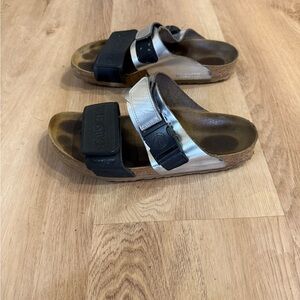 Rick Owens x Birkenstock Black and Silver Sandals